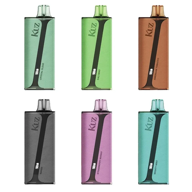 user vaping cali sunset device with visible vapour cloud